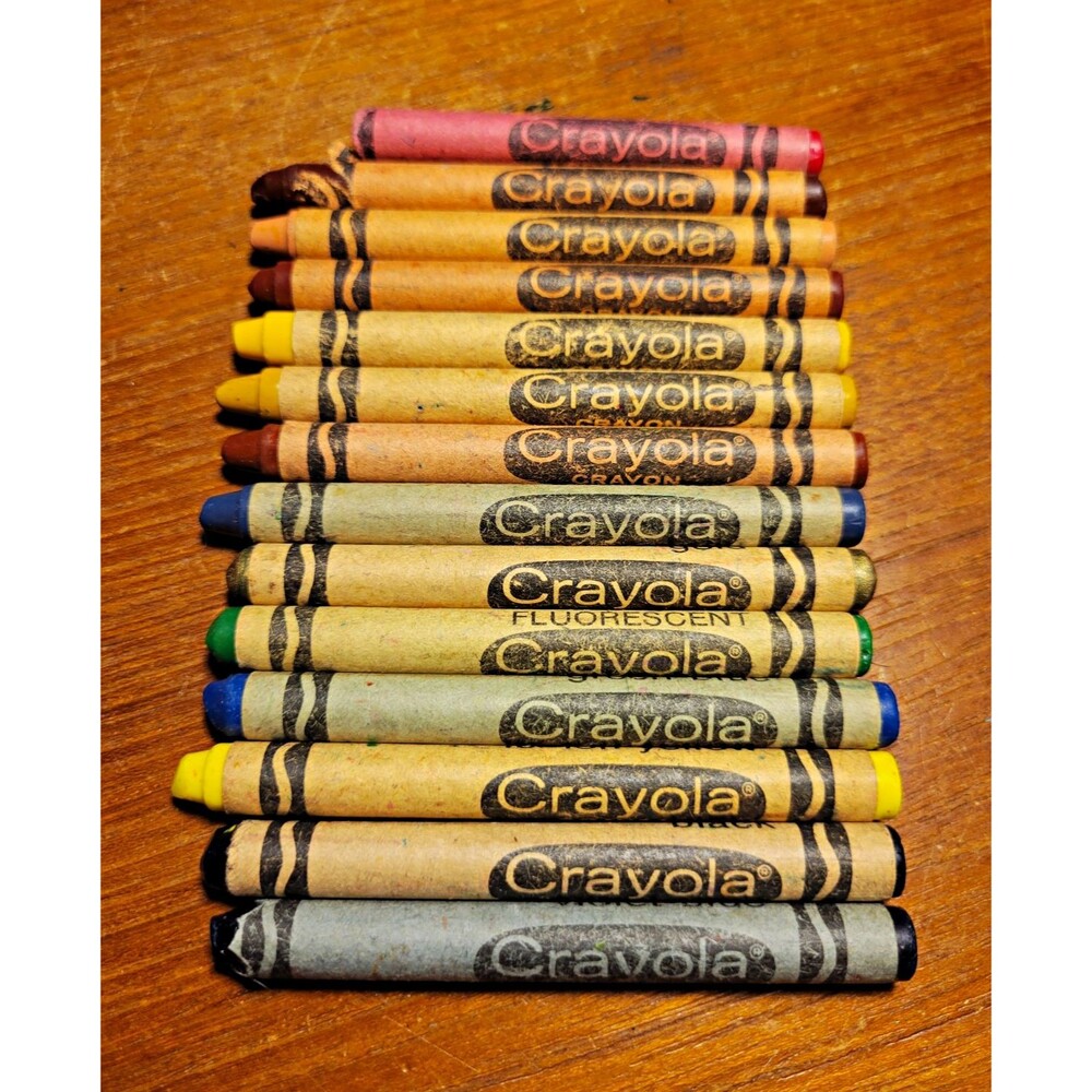 Crayola Crayons 14 Assorted Colors Fluorescent Vintage Indian Mahogany Binney